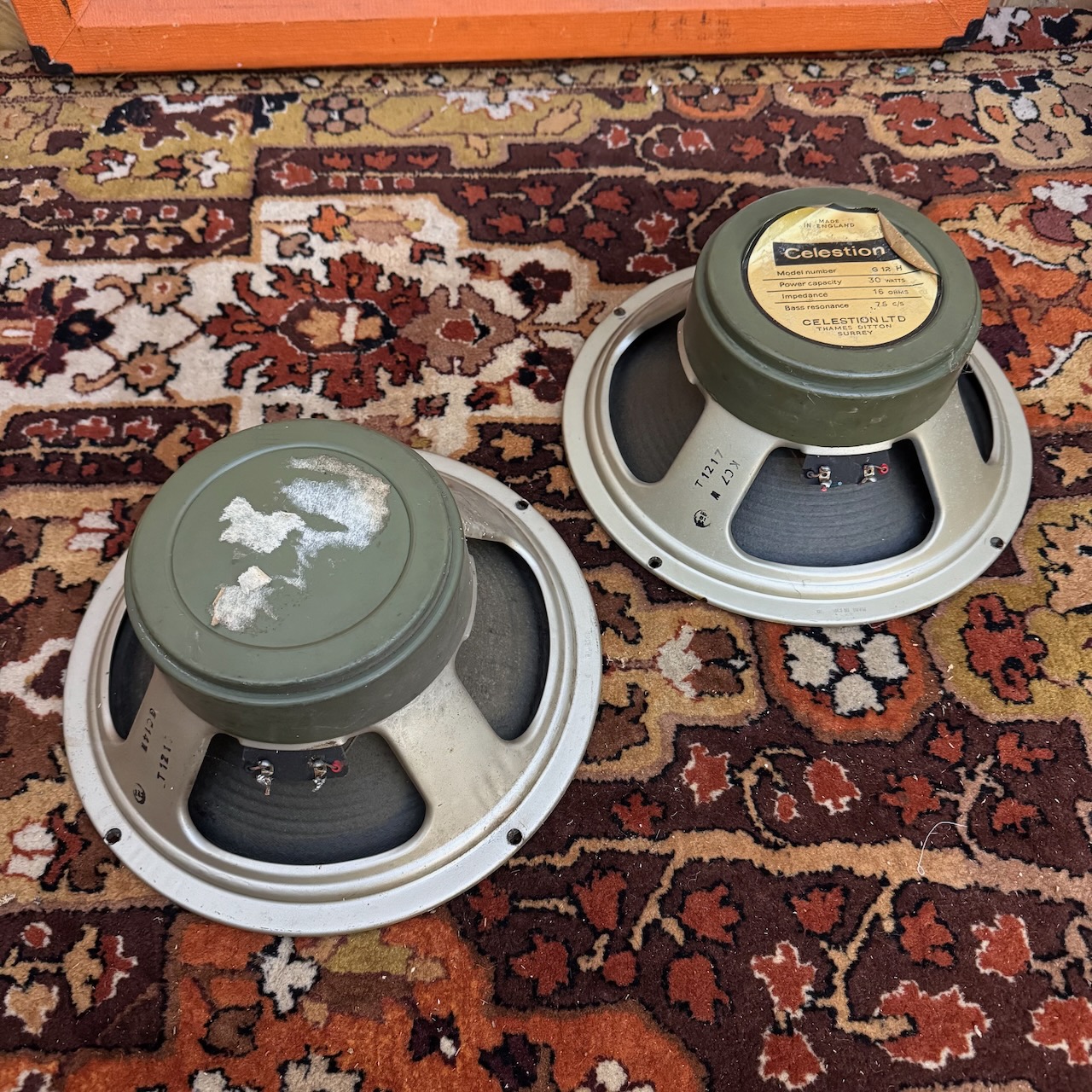 Pair Vintage 1970 Celestion Greenback G12H 30w T1217 12 Speakers Pair Vintage 1970 Celestion Greenback G12H 30w T1217 12 Speakers