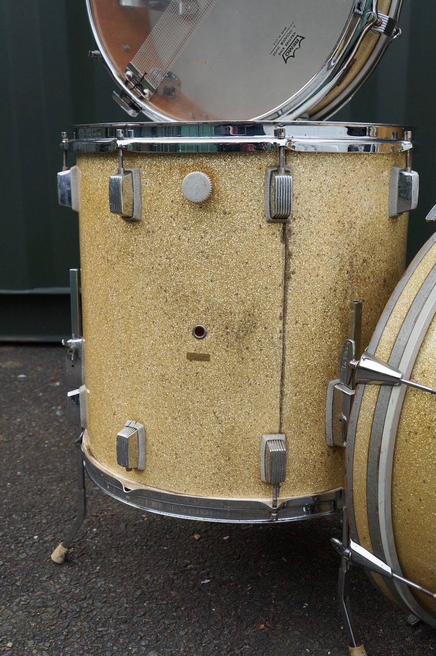 Vintage 1960s Trixon Luxus Gold Sparkle 20 16 12 Drum Kit Vintage 1960s Trixon Luxus Gold Sparkle 20 16 12 Drum Kit