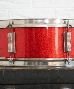 Vintage 1965 1960s Ludwig Pioneer 14x5 Red Sparkle Nickel Snare