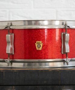Vintage 1965 1960s Ludwig Pioneer 14x5 Red Sparkle Nickel Snare