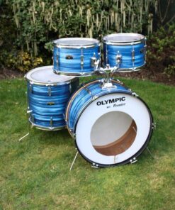Vintage 1970s Premier Olympic Blue Silk Pearl Drum Kit