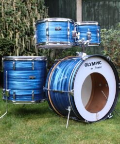 Vintage 1970s Premier Olympic Blue Silk Pearl Drum Kit