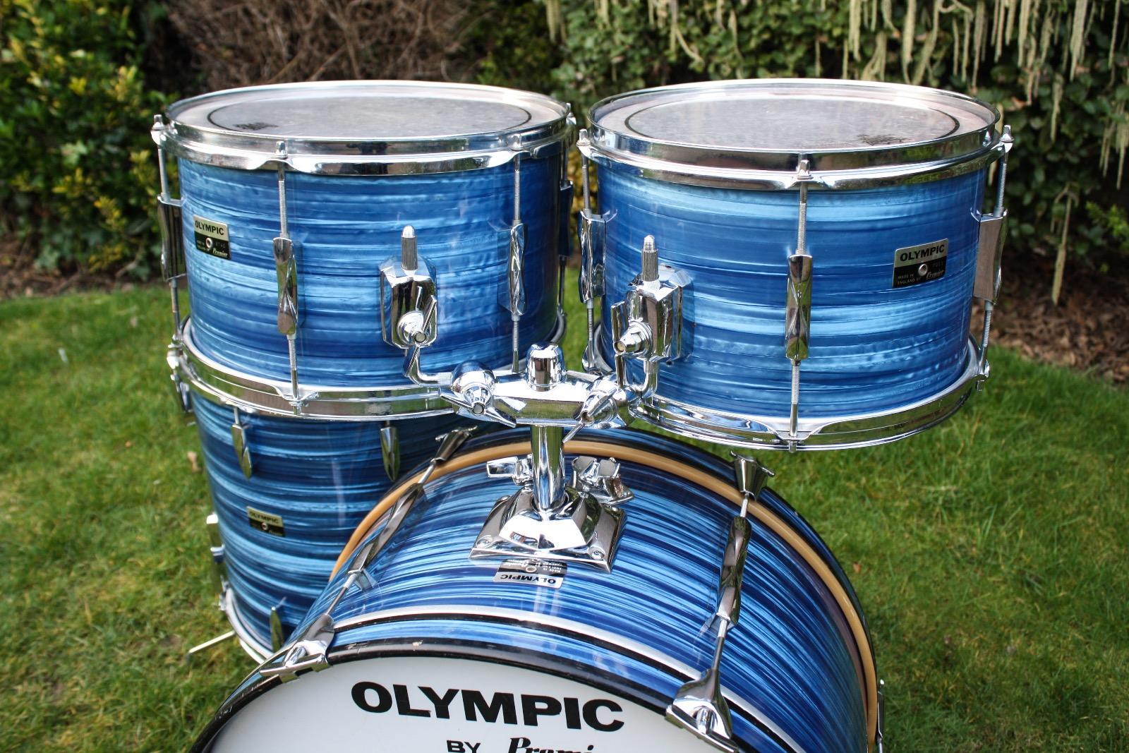 Vintage 1970s Premier Olympic Blue Silk Pearl Drum Kit Vintage 1970s Premier Olympic Blue Silk Pearl Drum Kit