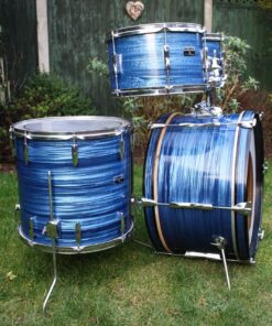 Vintage 1970s Premier Olympic Blue Silk Pearl Drum Kit