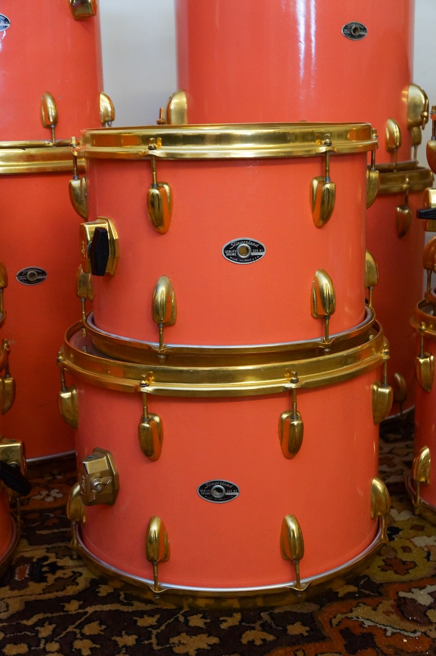 Vintage 1970s Slingerland Factory Custom 12 Piece Pink Gold Drum Kit Vintage 1970s Slingerland Factory Custom 12 Piece Pink Gold Drum Kit