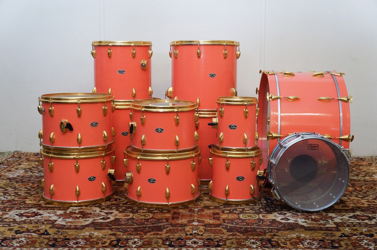 Vintage 1970s Slingerland Factory Custom 12 Piece Pink Gold Drum Kit Vintage 1970s Slingerland Factory Custom 12 Piece Pink Gold Drum Kit