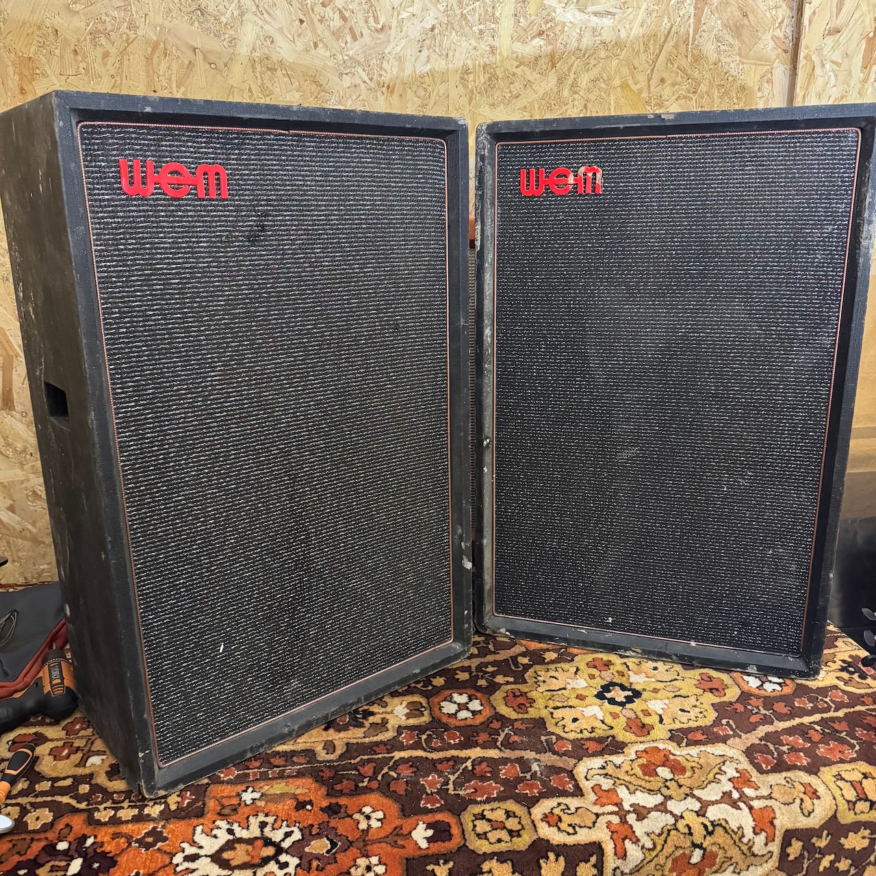 Vintage 1970s WEM Super Dual 12 2x12 Amplifier Cabinets Ex Allan Gordon Vintage 1970s WEM Super Dual 12 2x12 Amplifier Cabinets Ex Allan Gordon