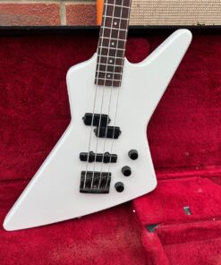 Vintage 1980s Hamer USA Blitz White Bass Guitar OHSC
