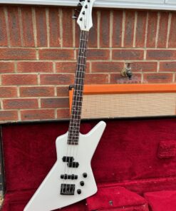 Vintage 1980s Hamer USA Blitz White Bass Guitar OHSC